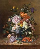 David Emile Joseph de Noter - A still life with flowers and fruit